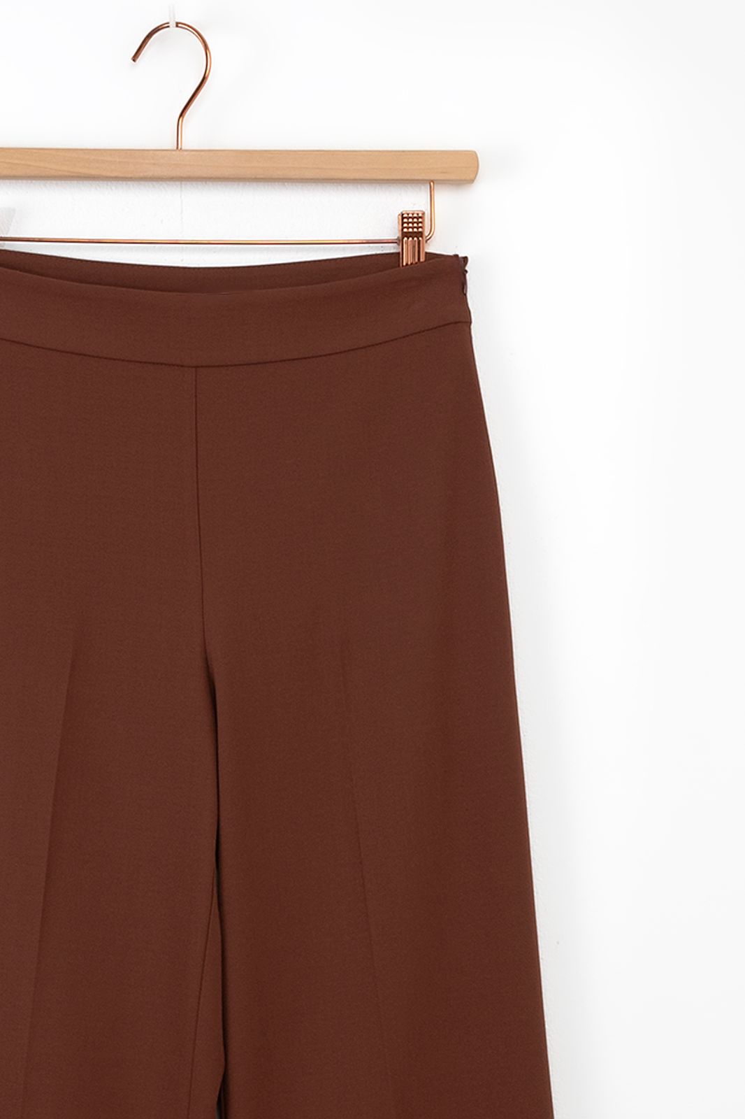 Bruine wide leg pantalon met rits