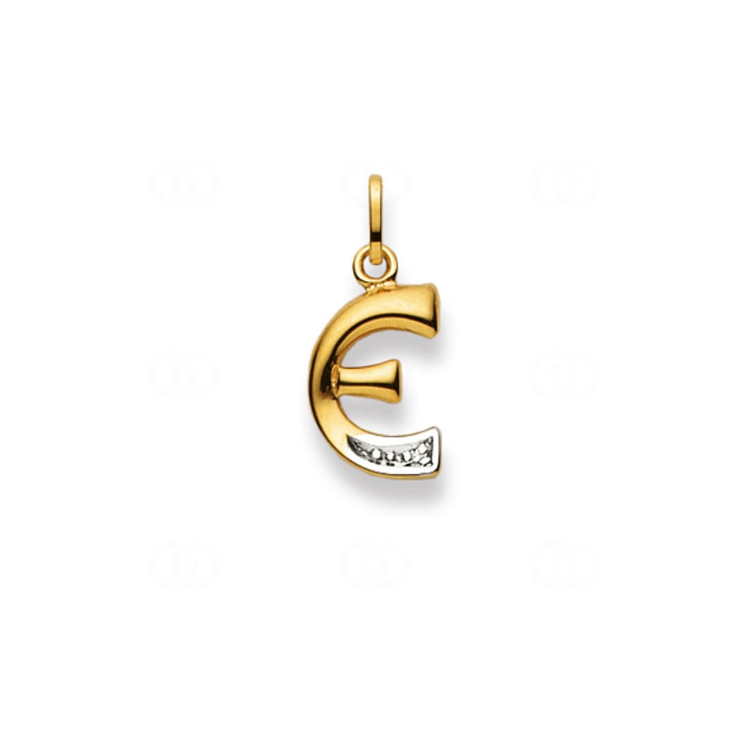 Anhänger 750/18 K Bicolor Buchstabe E mit Diamant
