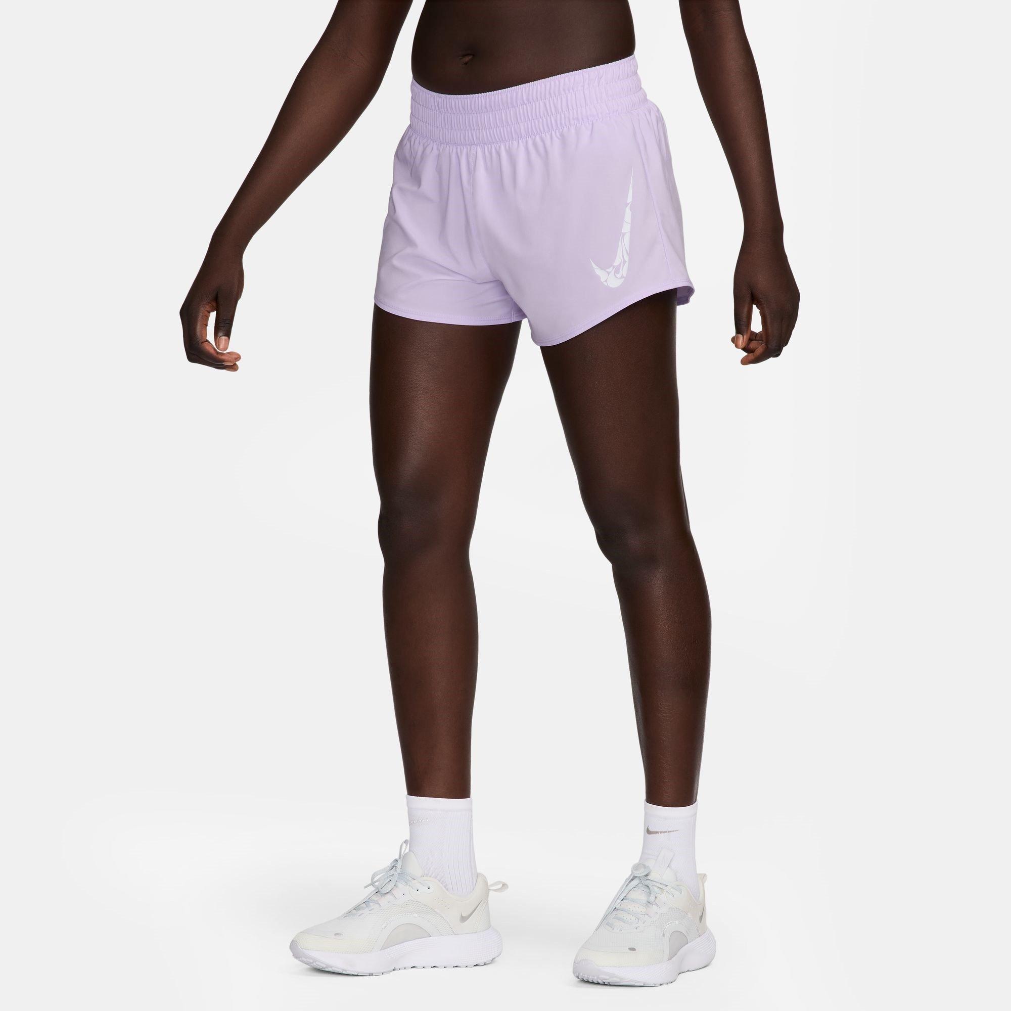 Nike One Swoosh Womens Dri FIT Running Mid Rise Brief Lined Shorts