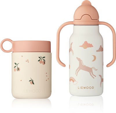LIEWOOD Kian Matbeholder og Kimmie Flaske, Peach/Sea Shell