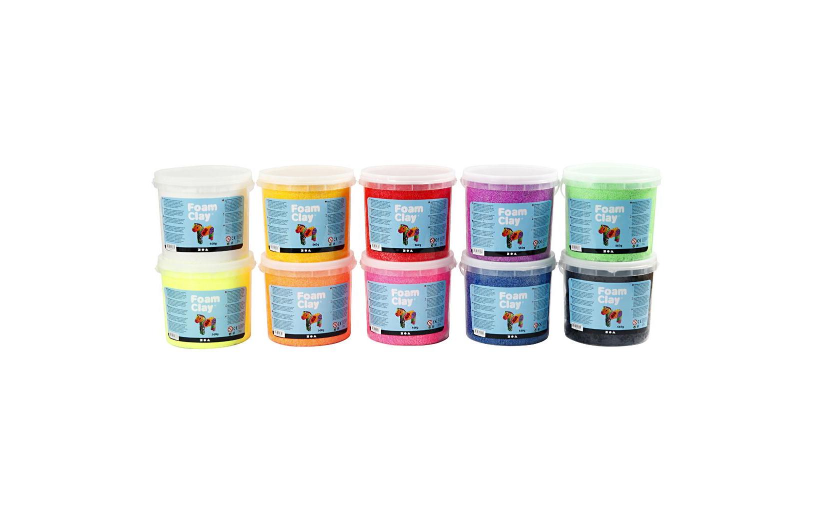 Modellier-Set Foam Clay farbig sortiert<br>Selbsthärtende Modelliermasse mit winzigen Styroporkügelchen