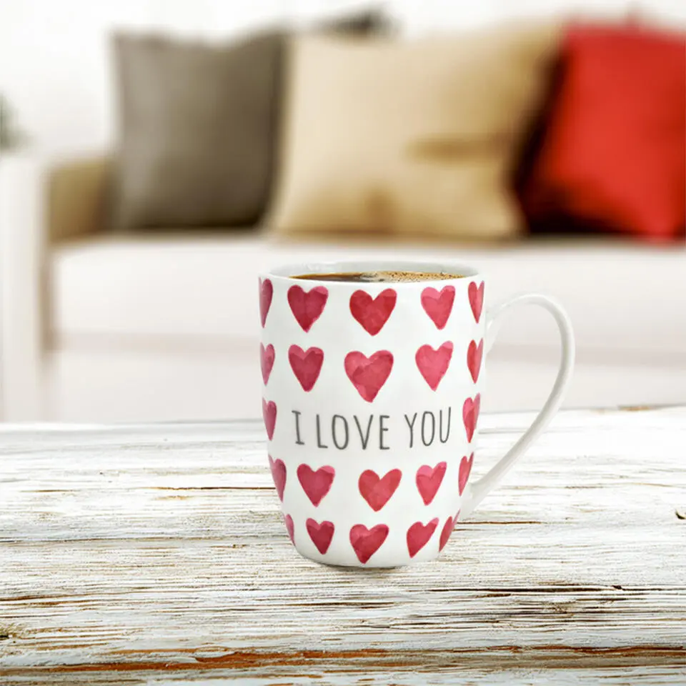 Koffiemok MR Lover Lover - 1x - Keramiek - wit/rood