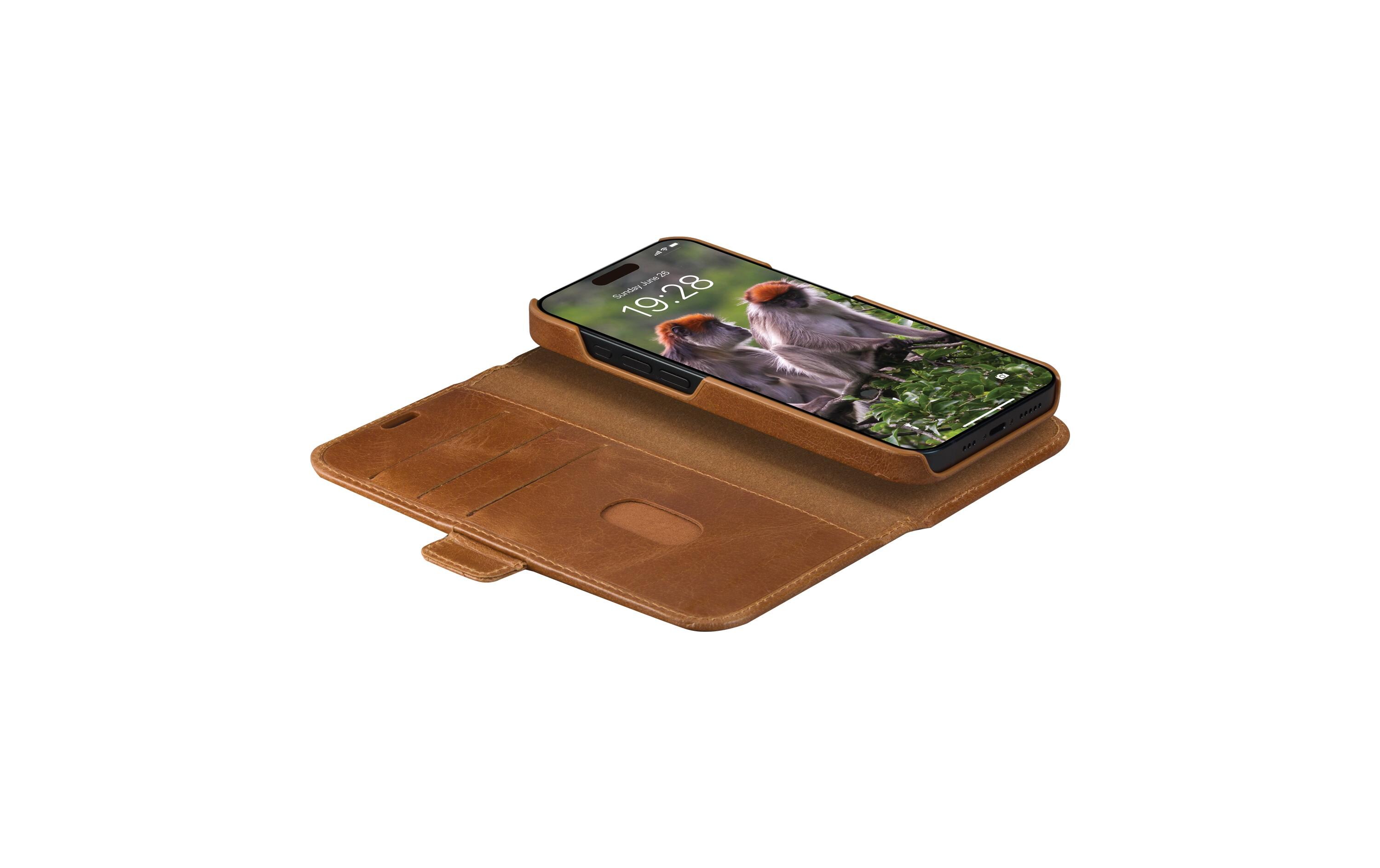 Book Cover Lynge iPhone 15 Plus BraunSchutzhülle für das Apple iPhone 15 Plus