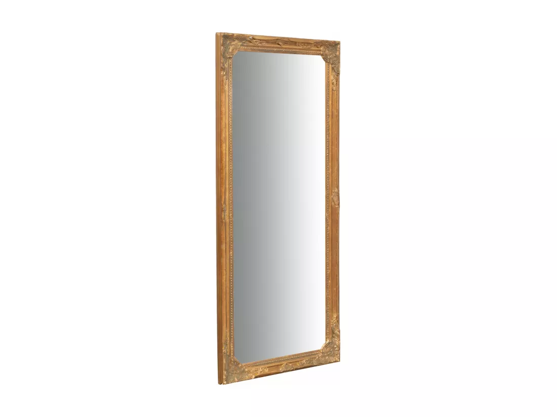 Miroir mural rectangulaire avec finition à la feuille d'or antique - Bois - 35x82 cm