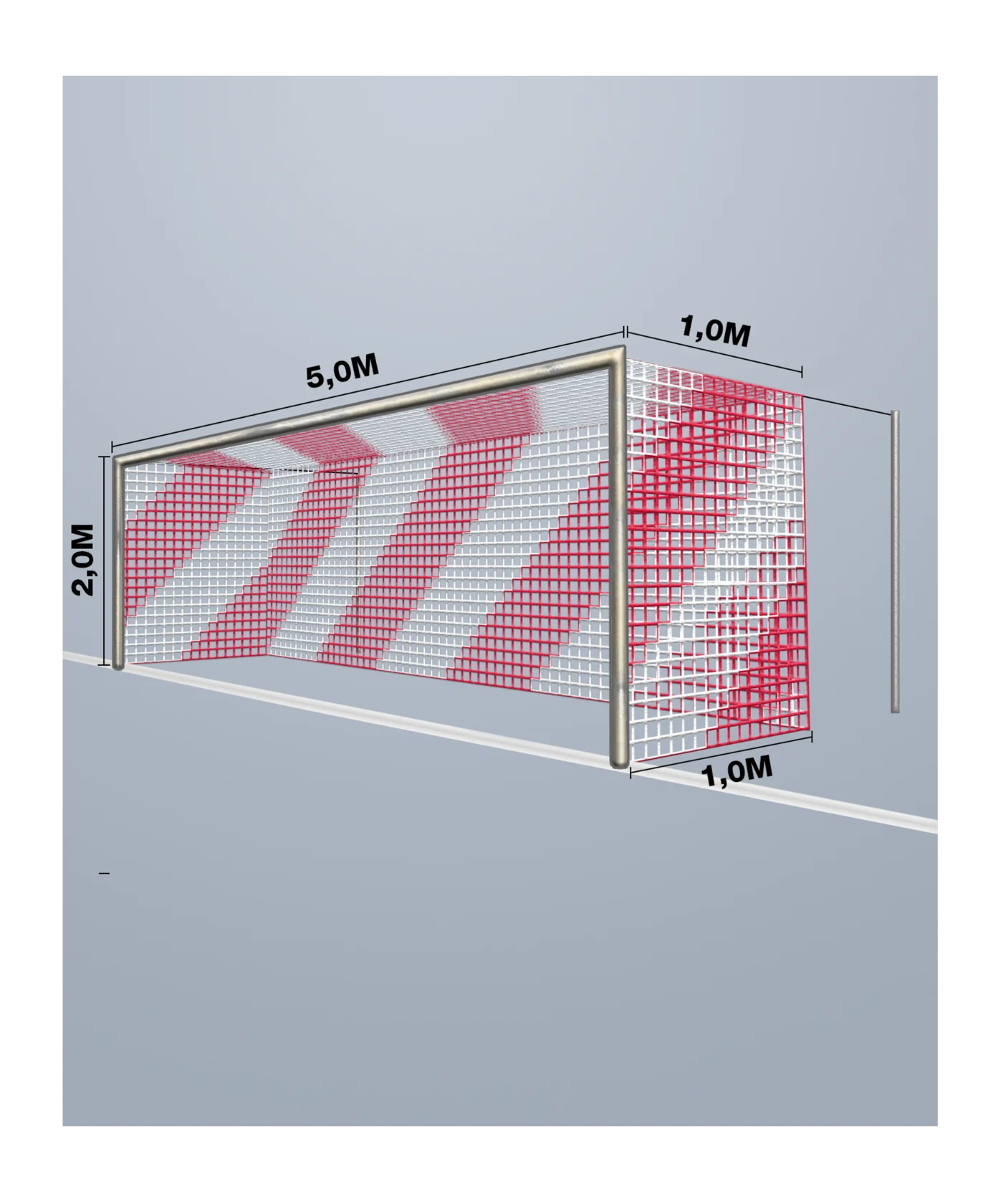 Cawila Tornetz 5,15x2,05m | Tiefe 1,0x1,0m | Maschenweite 12cm | Stärke 4mm | rot/weiß