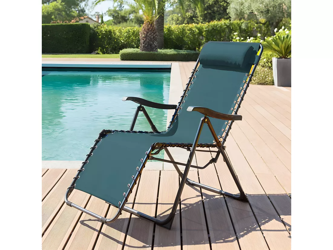 Fauteuil détente d'extérieur Hespéride Silos bleu canard