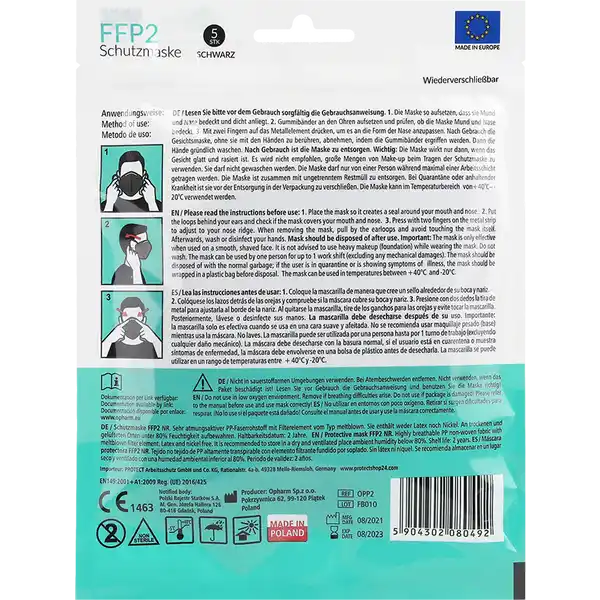 FFP2 Schutzmaske schwarz 5-lagig