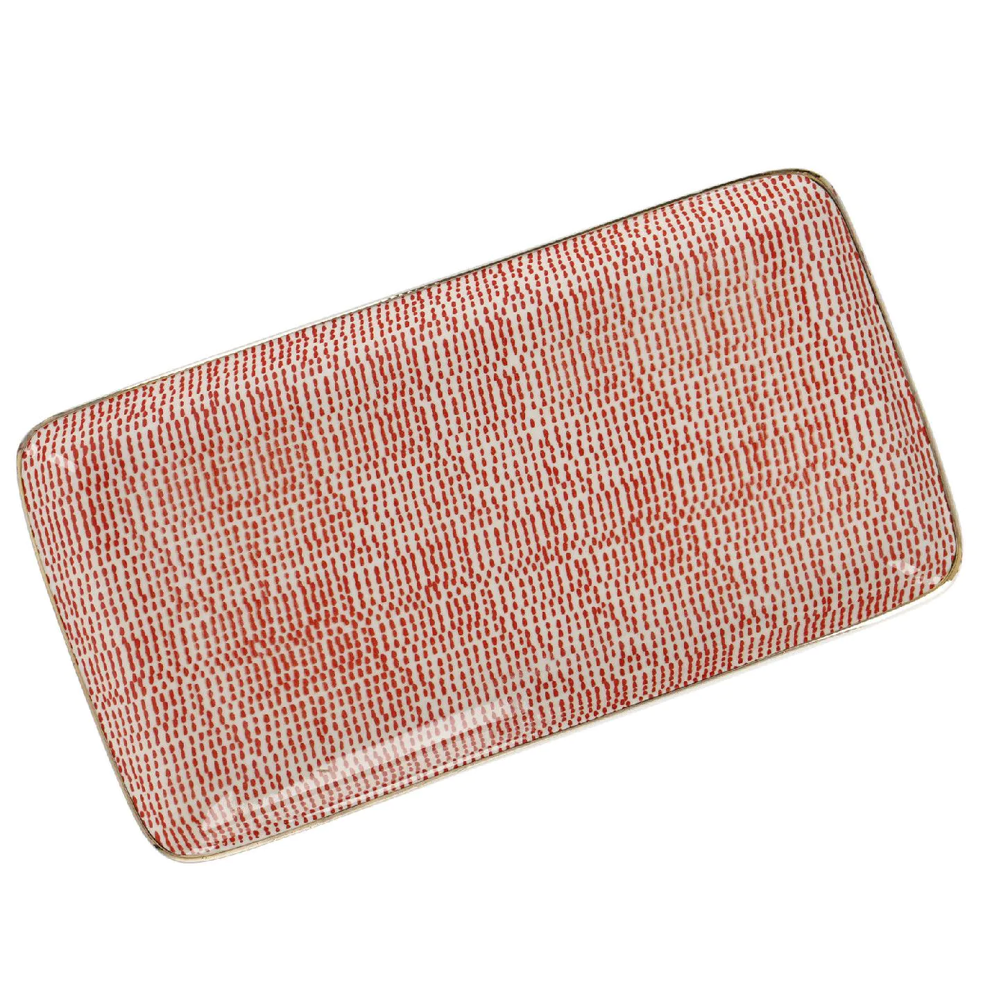 Platte China, Goldrand, rot/weiß, Striche, 23cm