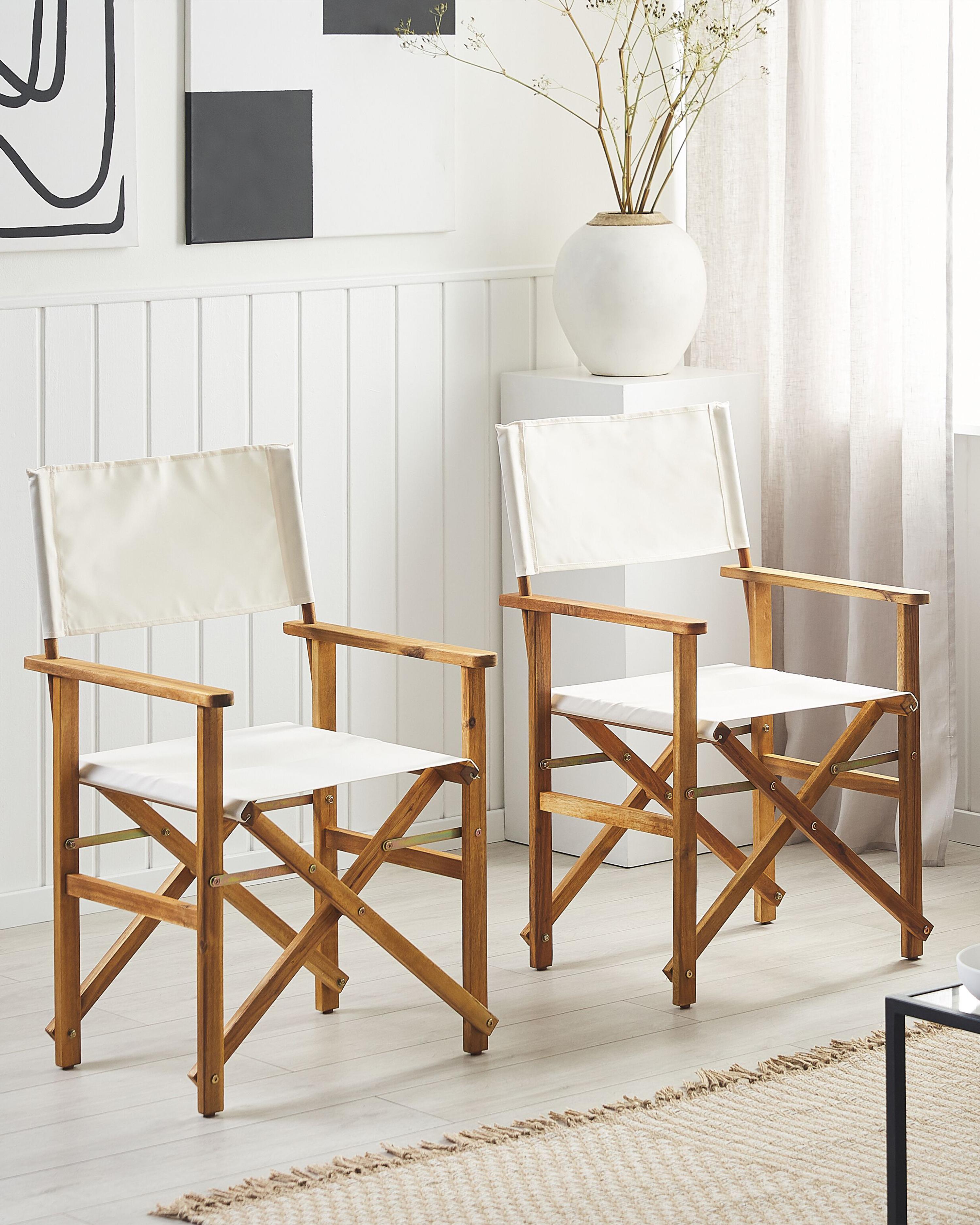 Set van 2 tuinstoelen CINE Acaciahout Gebroken wit