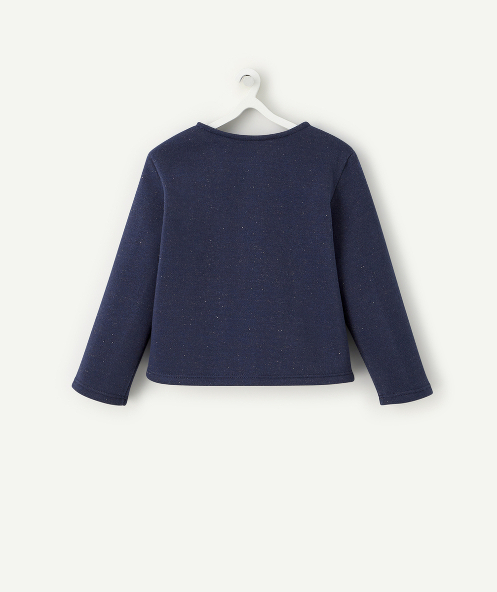 CARDIGAN PRESSIONNÉ BÉBÉ FILLE EN FIBRES RECYCLÉES BLEU PAILLETÉ