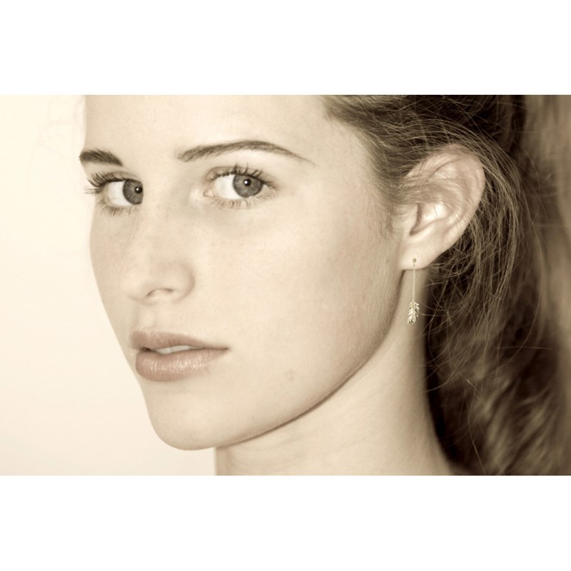 Boucles d'Oreilles Plaqué Or Plume d'Oiseau