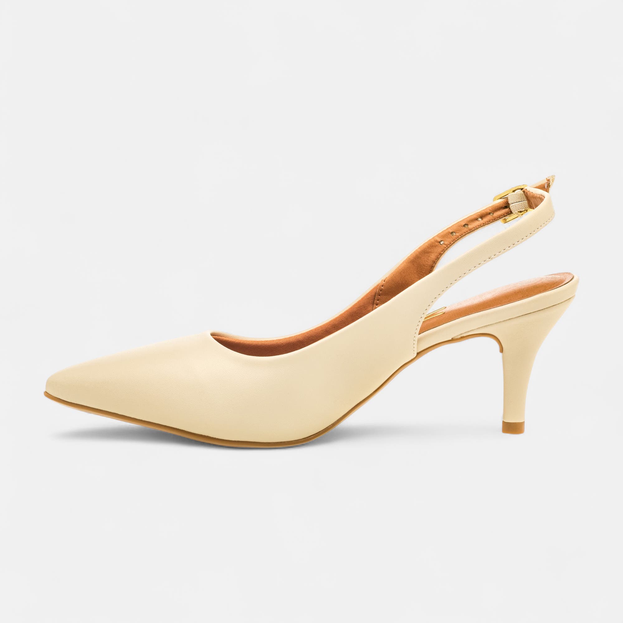 Escarpins avec bride arrière à talon Femme beige