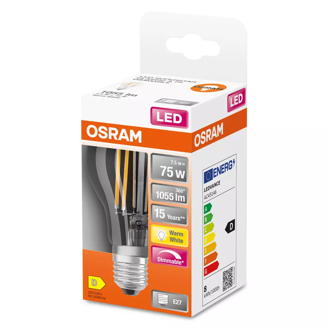 LED-Birne E27/7,5 Watt/Energie D