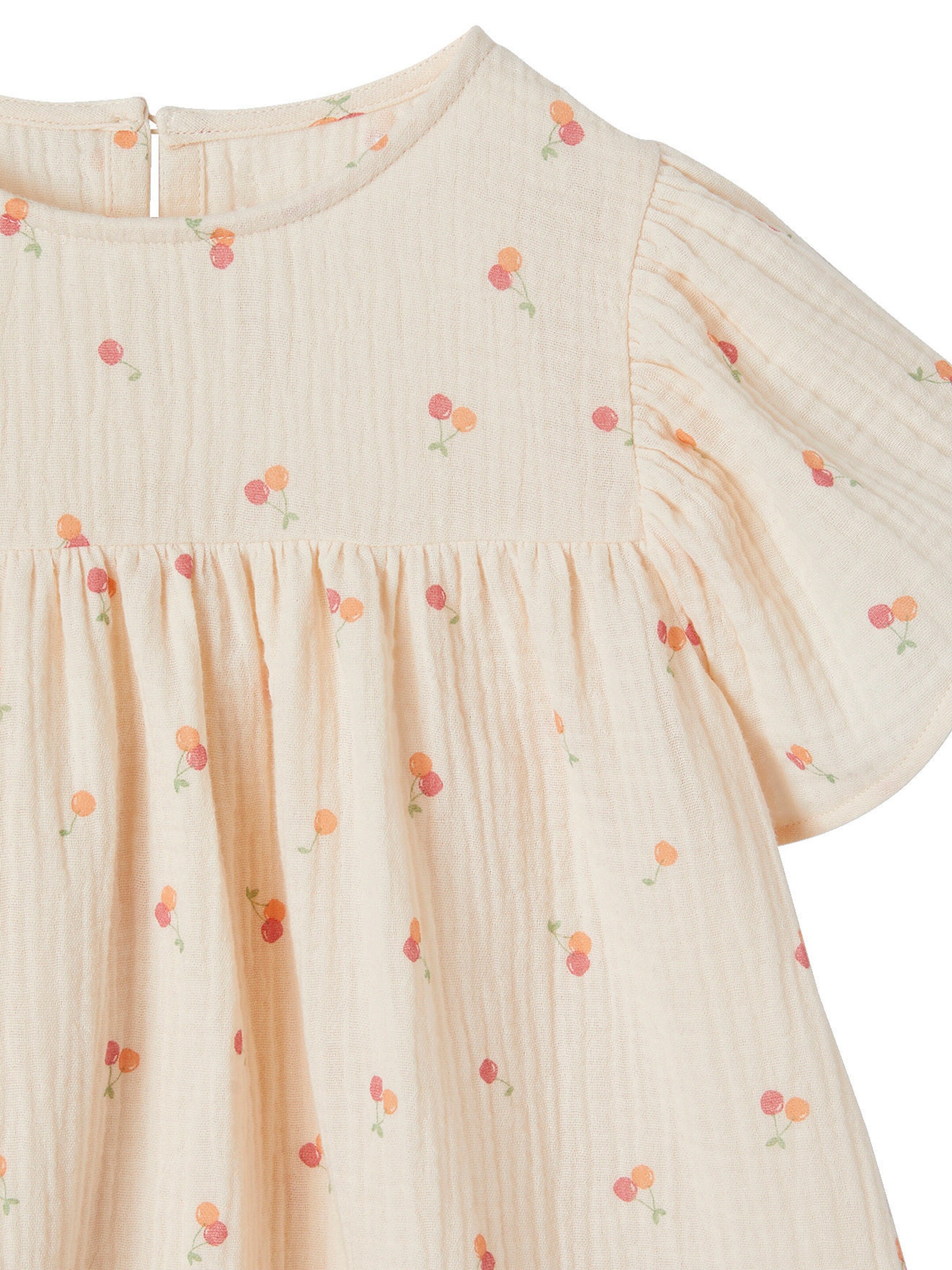Vertbaudet Mädchen Bluse mit Schmetterlingsärmeln, Bio-Baumwolle wollweiß