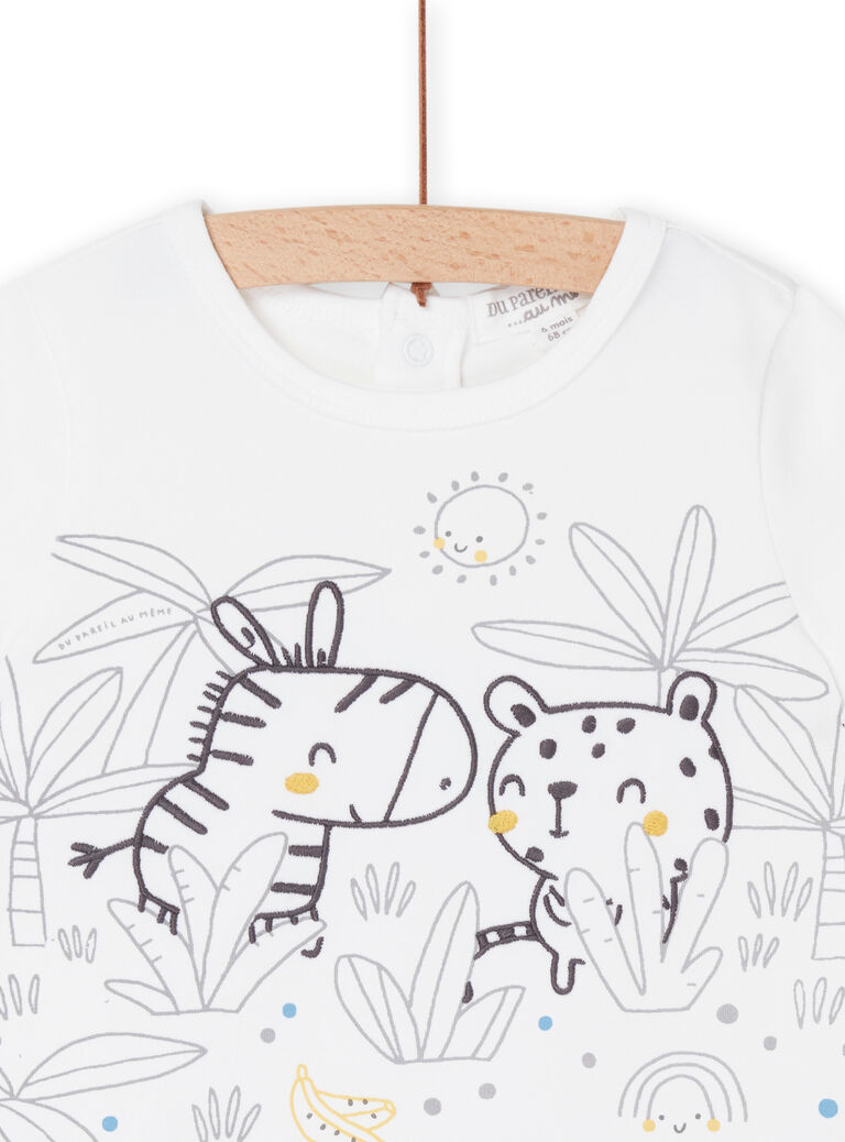 Combinaison courte blanche à motifs fantaisie et à rayures