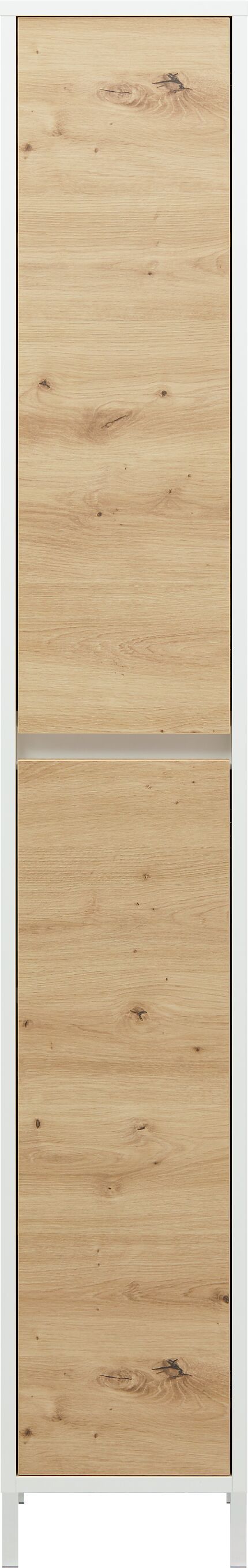 SIERRA Hochschrank - Weiss / Eiche / B: 30.0 cm x T: 35.0 cm x H: 190.0 cm