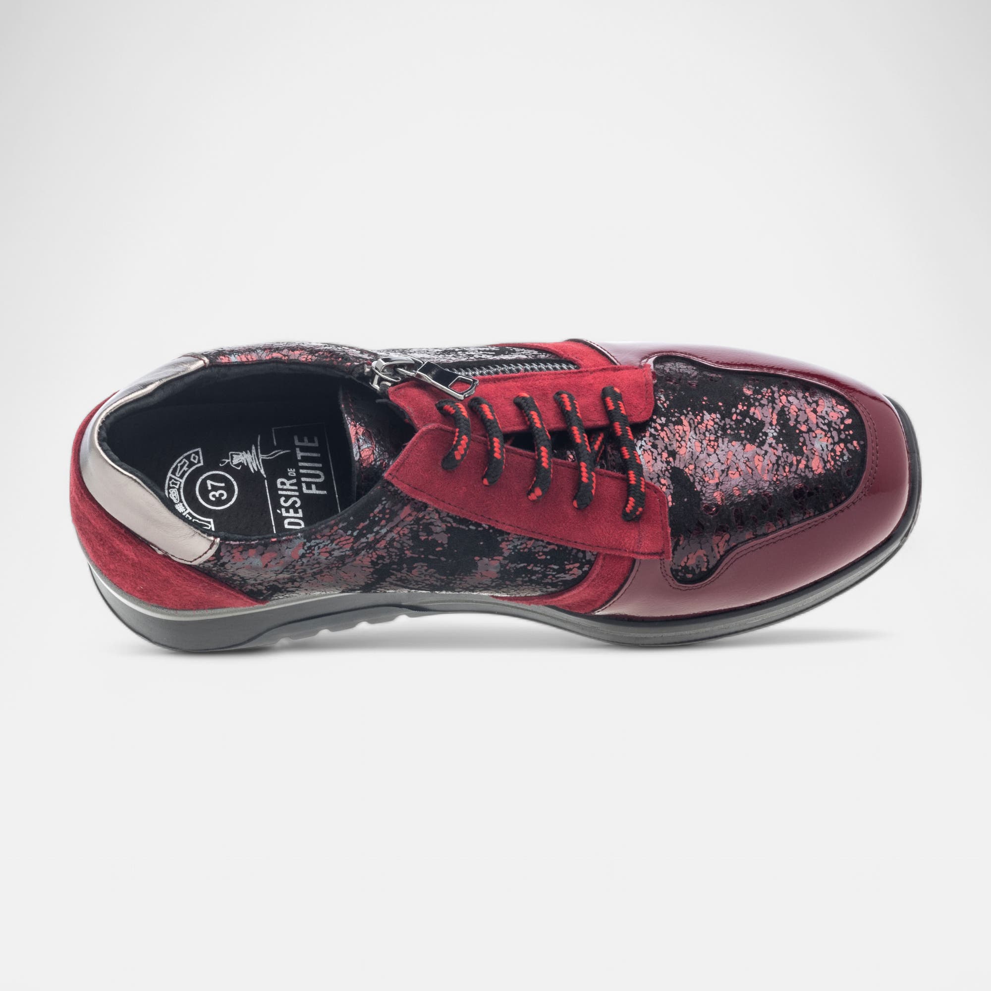 Derbies pieds sensibles Femme en cuir rouge