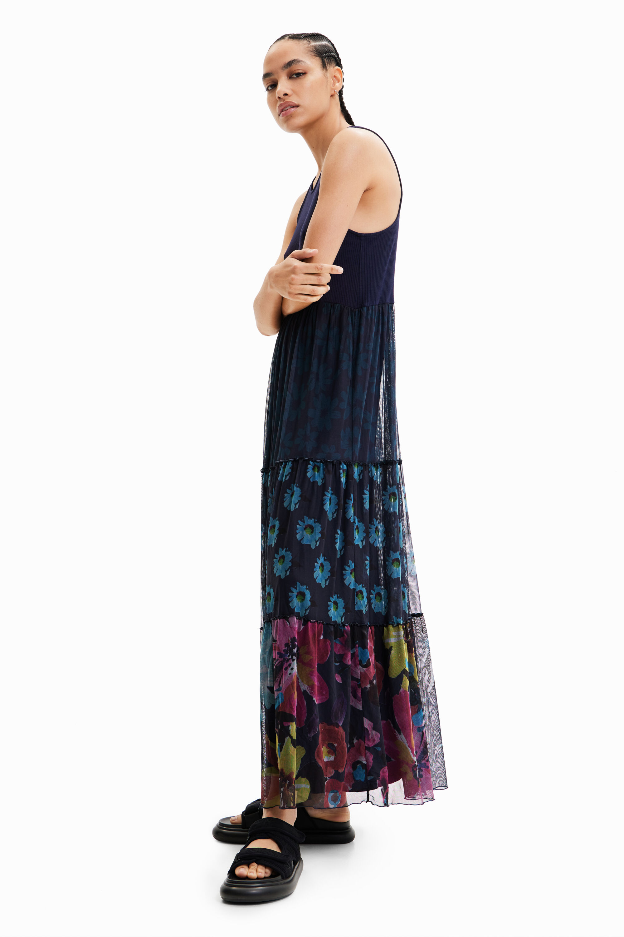 Robe longue combinée tulle