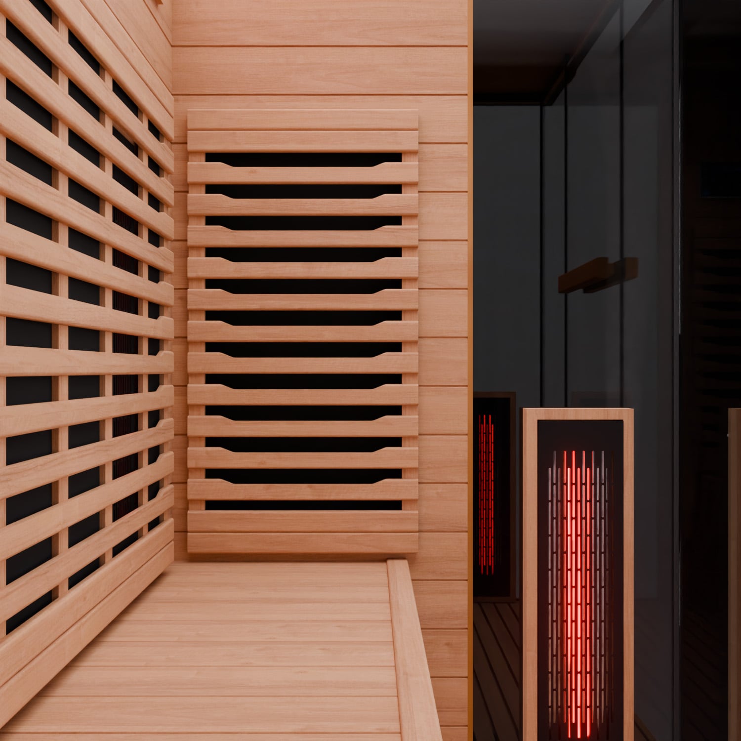 Dewello® Infrarotkabine Infrarotsauna KENORA 130x105 für 1-2 Personen aus Hemlockholz, Dual Therm
