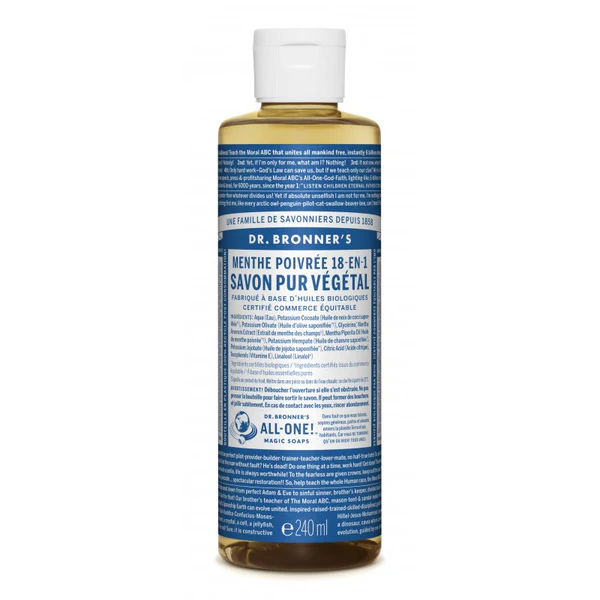Dr. bronners Savon Liquide Menthe Poivrée - 240mL