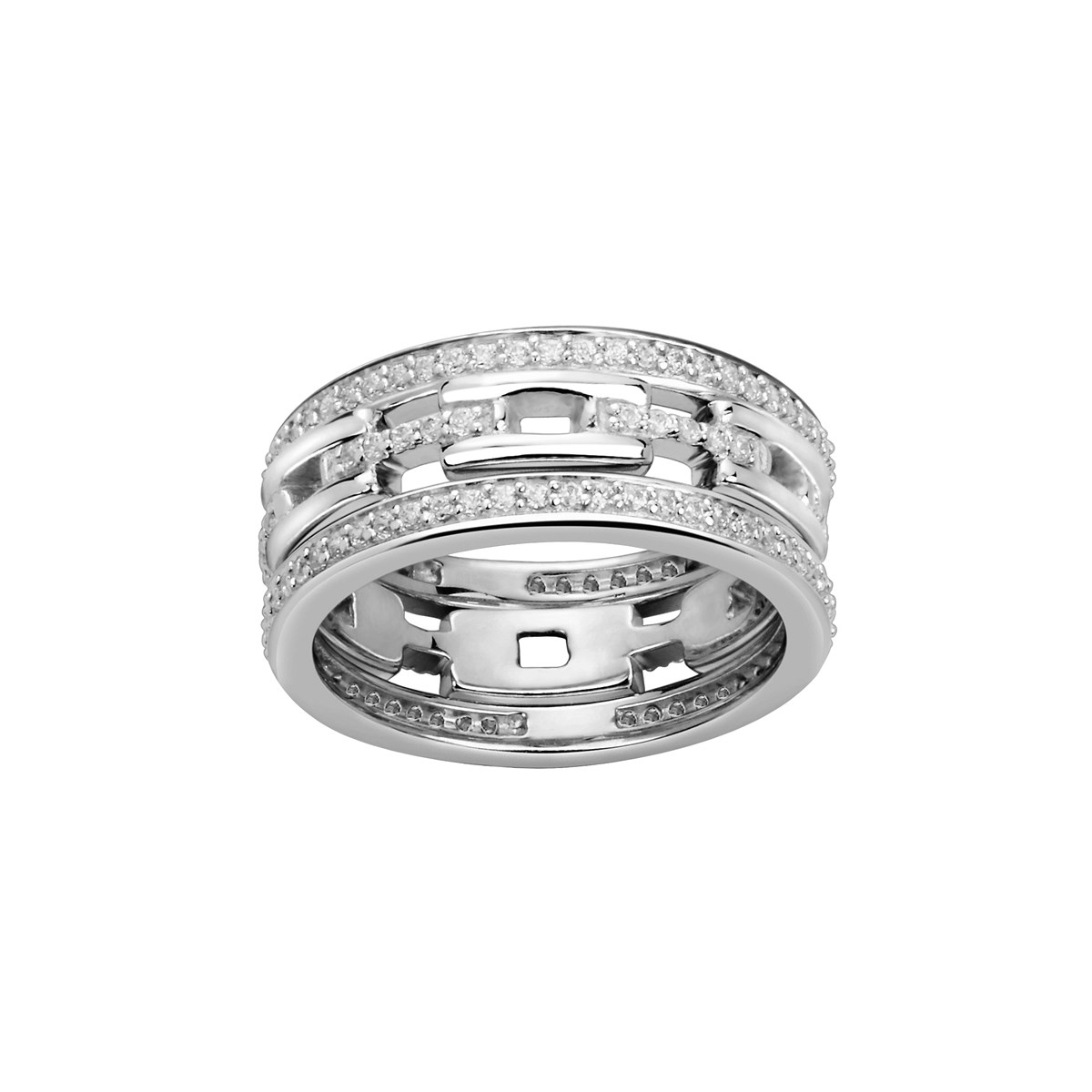Bague double en Argent avec oxyde de zirconium blanc