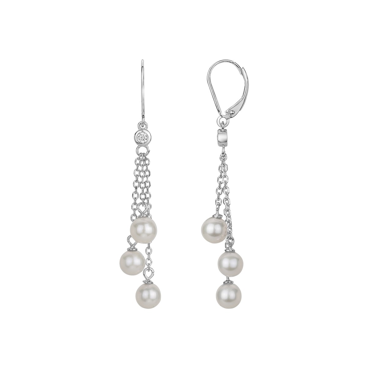 Boucles d'oreilles en Argent avec perle d'eau douce blanc