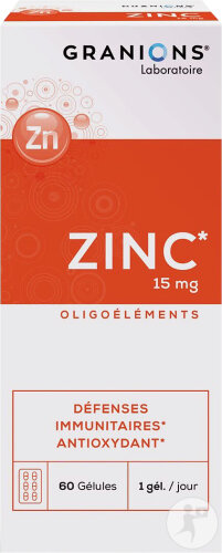 Granions Zinc 15mg Défenses Immunitaires Antioxydant 60 Gélules