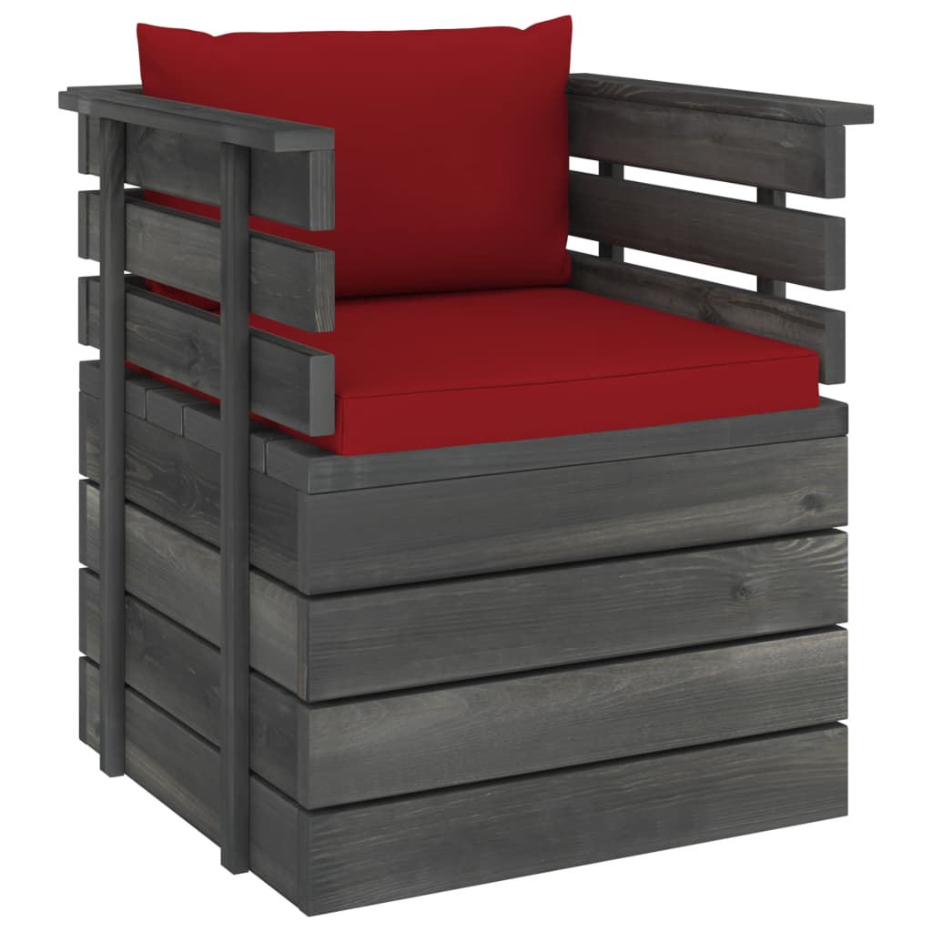 Salon de jardin palette meuble d'extérieur ensemble de mobilier 7 pièces avec coussins bois de pin massif