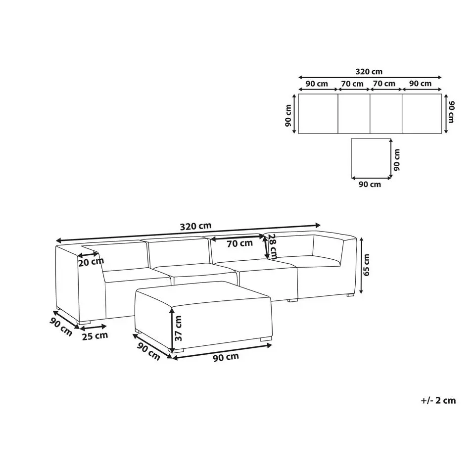 AREZZO - Tuinbank voor 4 - Lichtgrijs - Polyester