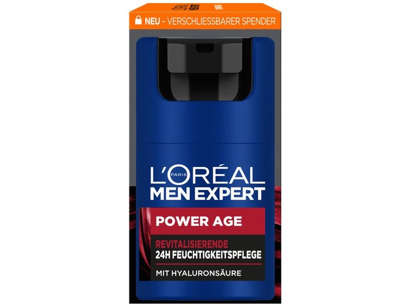 L'Oréal Men Expert Gesichtspflege Expert Day Cream Power Ag Feuchtigkeitspflege mit Hyaluronsäure, speziell für trockene Männerhaut