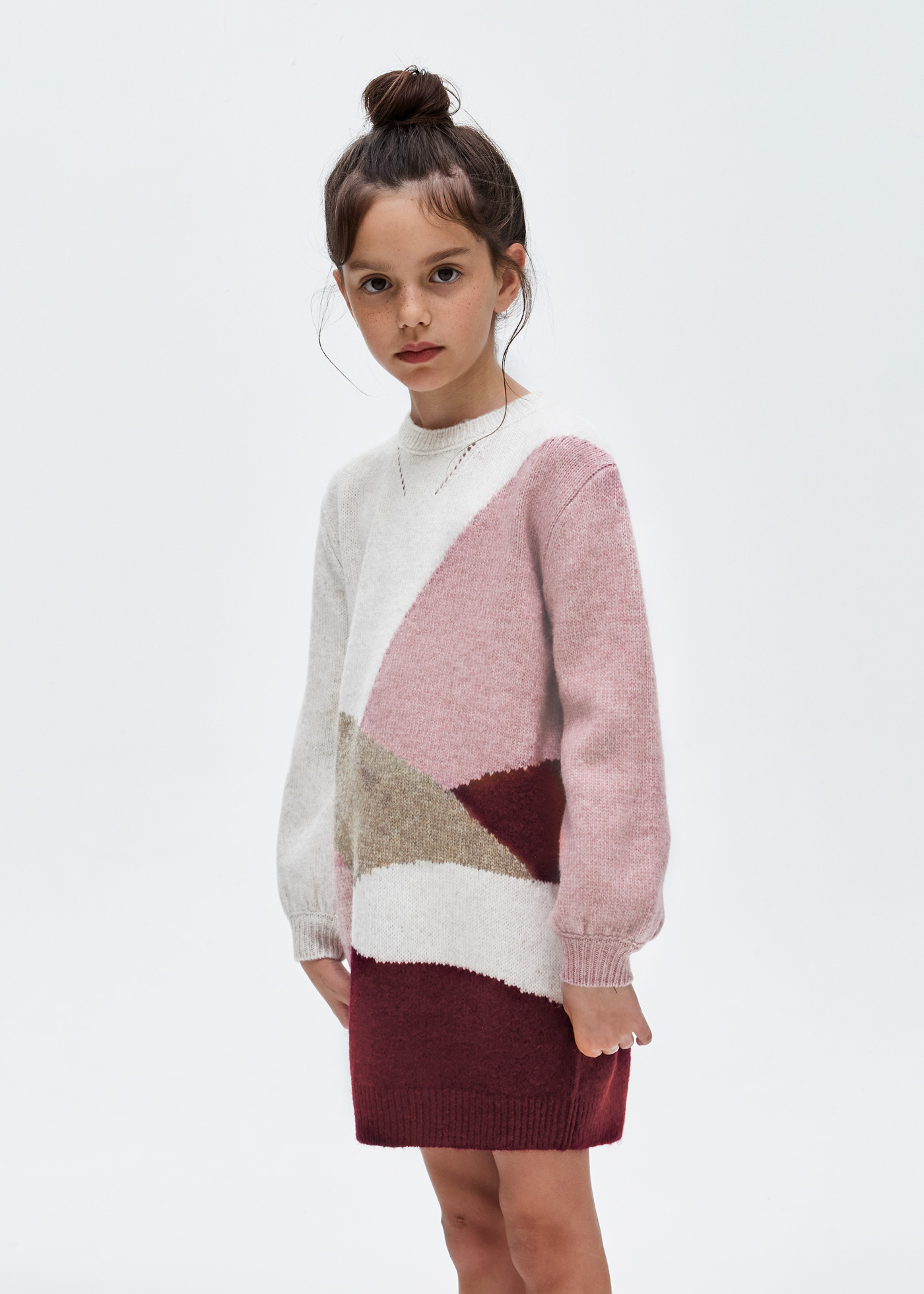 Vestido infantil de malha de poliéster reciclado