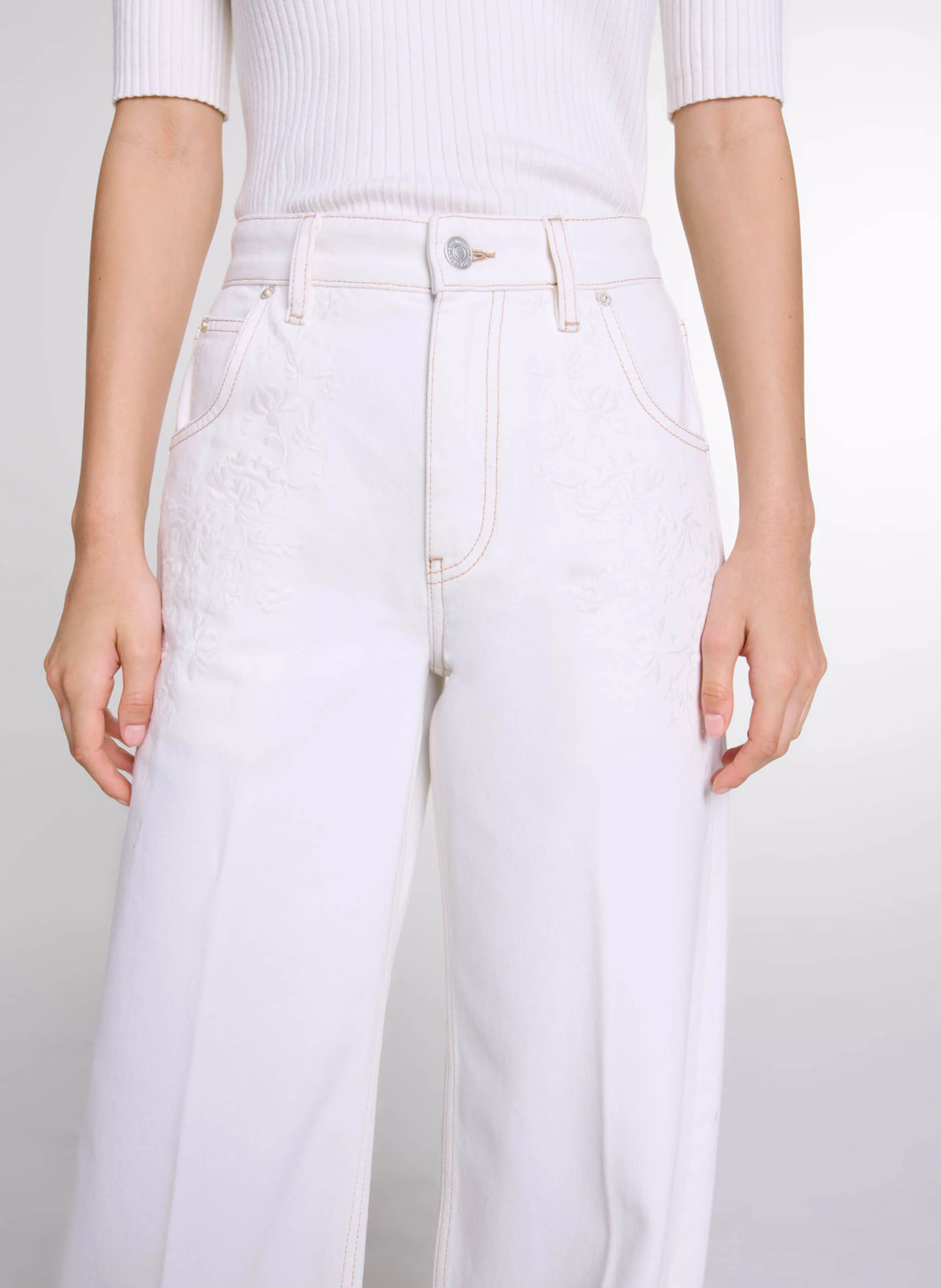 Jean large en coton | Blanc