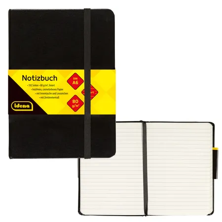 Idena Notizbuch FSC-Mix, liniert, A6, schwarz