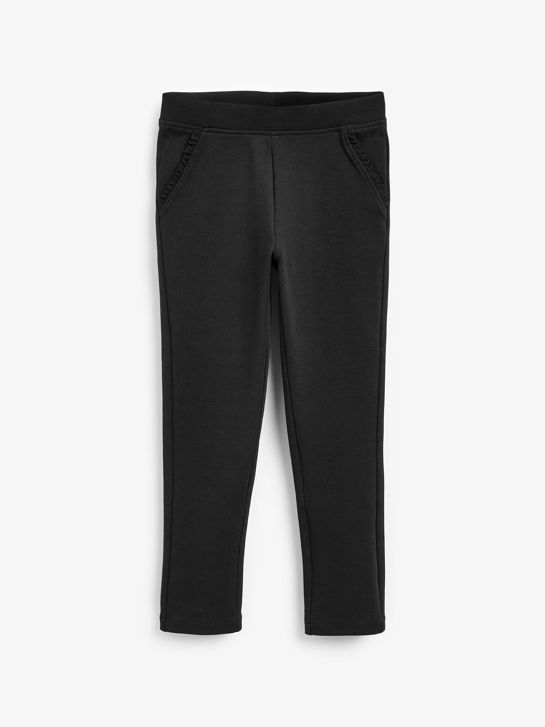 Zwart - Schoolbroek met hoog aandeel katoen en stretchy, elastische tailleband (3-16jr)
