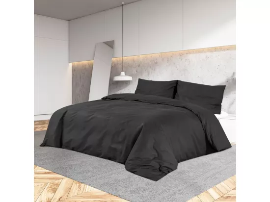 vidaXL Ensemble de housse de couette Noir 200x200 cm Coton