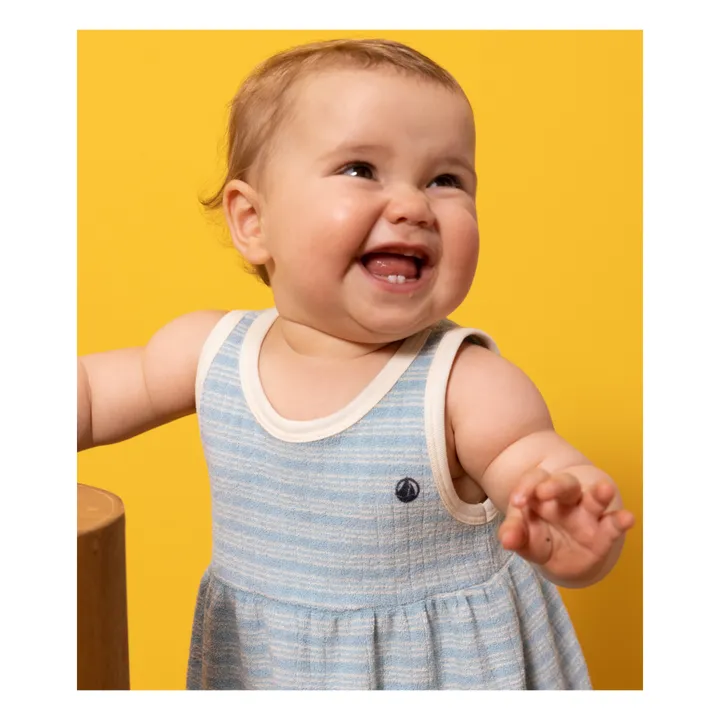 Petit Bateau Robe sans Manches Eponge Coton Bio | Bleu