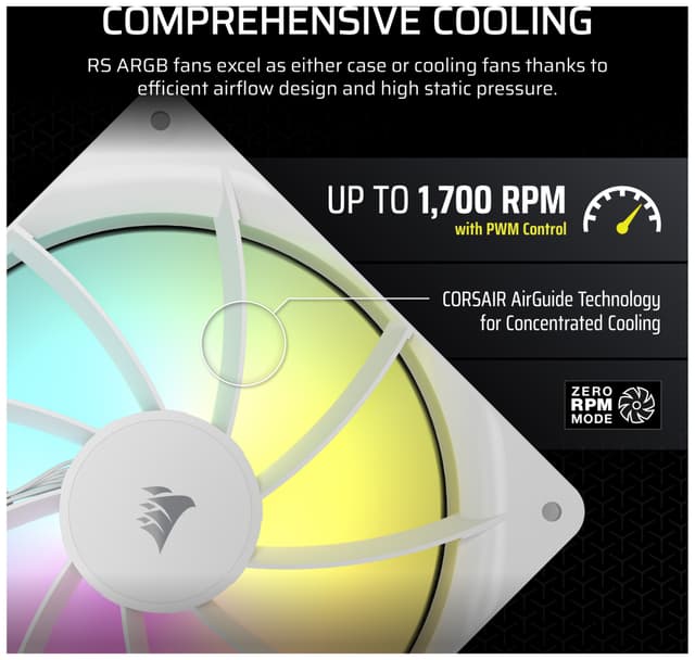 Corsair RS140 ARGB 140mm PWM blæser (hvid)