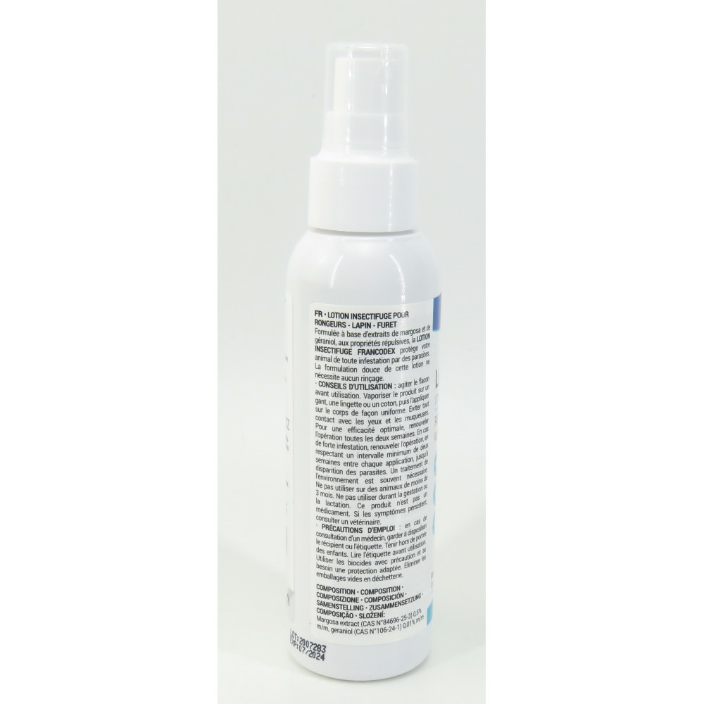Lotion insectifuge pour rongeur, lapin, furet 125 ml.