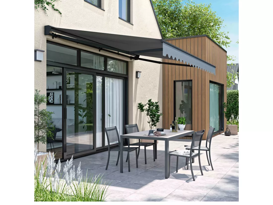 Store banne électrique 4x3m en aluminium anthracite