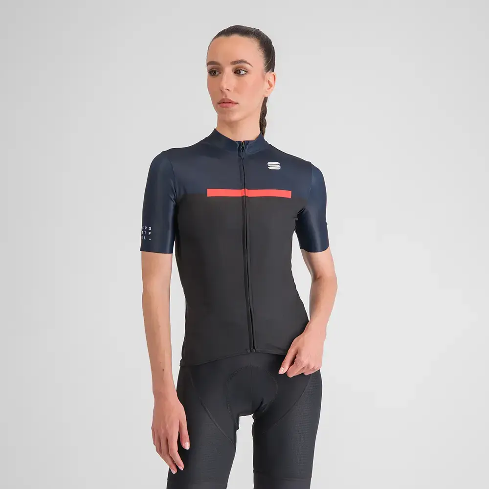 Sportful Pista Fietsshirt Korte Mouwen Donkerblauw/Zwart Dames