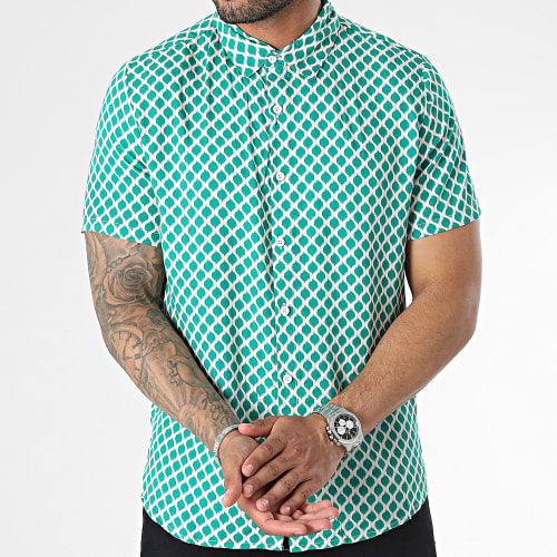 Chemise Manches Courtes Blanc Vert