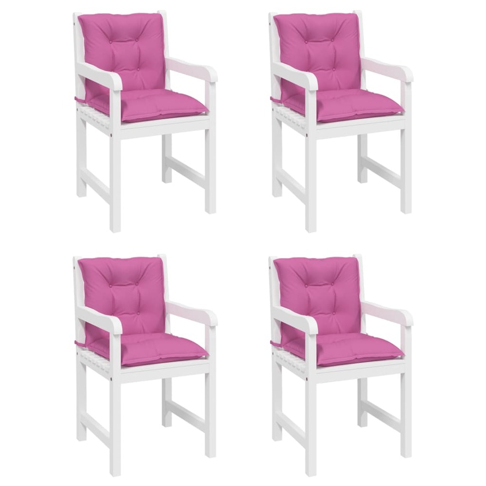 Coussins de chaise de jardin à dossier bas lot de 4 rose
