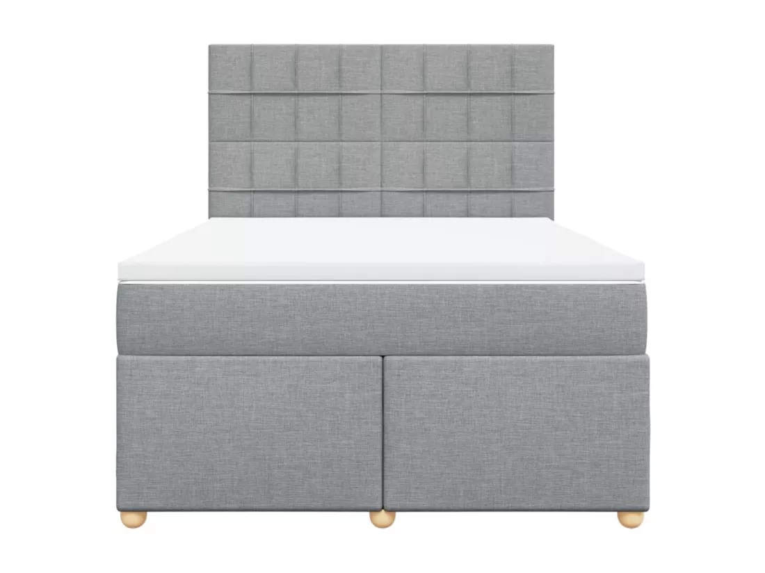 Sommier à lattes de lit avec matelas Gris clair 160x200cm Tissu