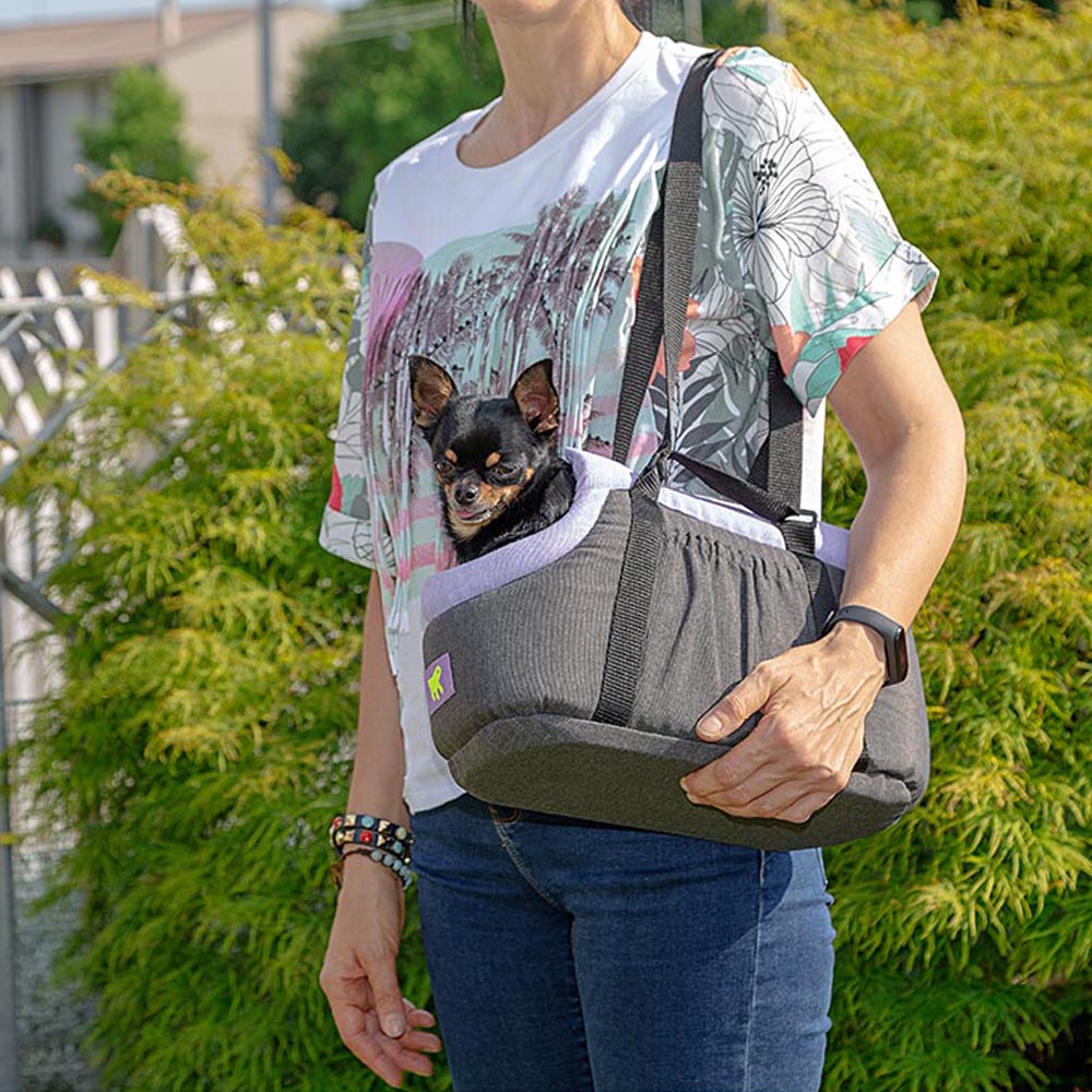 Petit sac de transport pour petits chiens et chats borsello 40, panier de transport en coton chiens et chats, lilas