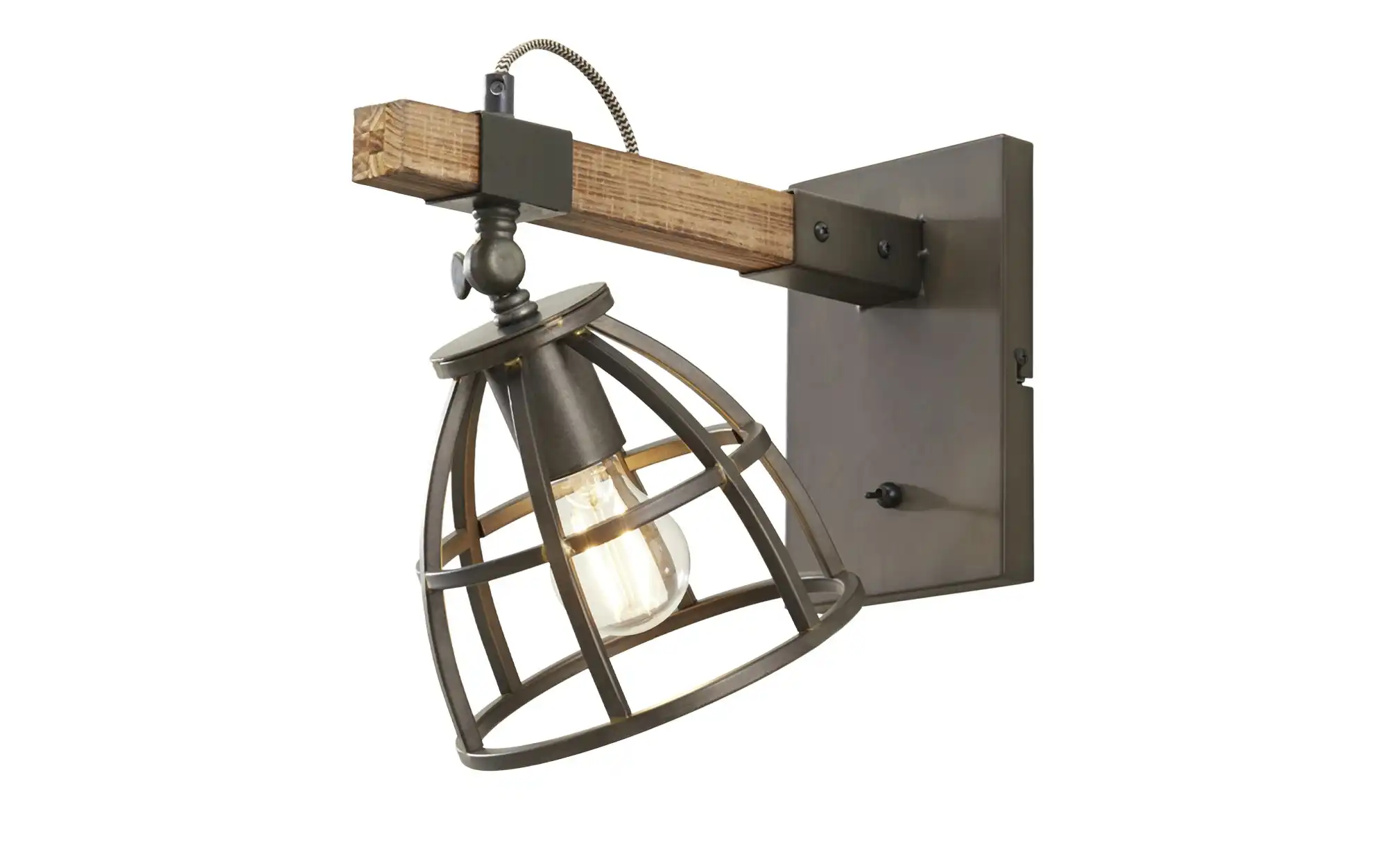 Wandleuchte, 1-flammig, schwarz/holz