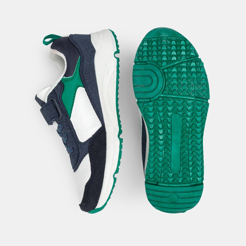 Running dadshoes lacets et scratch blanc garçon