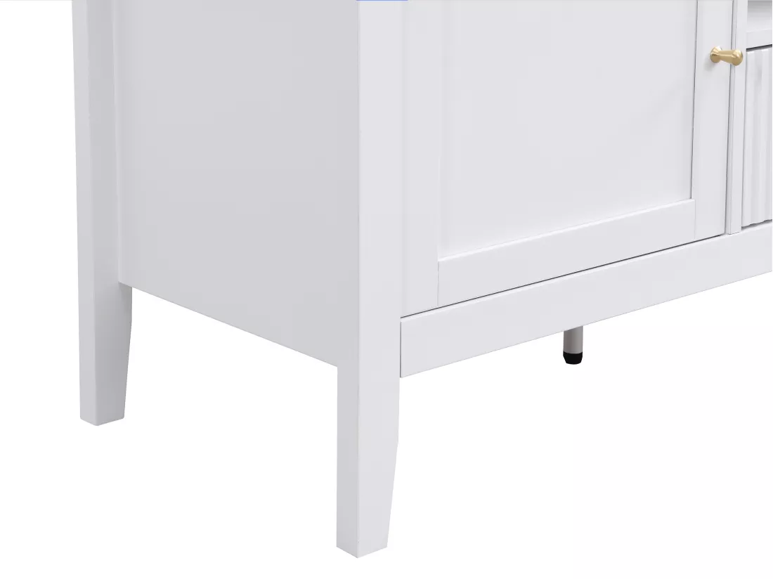 Meuble TV avec 2 portes, 1 tiroir et 1 niche en MDF - Blanc - NARIVA