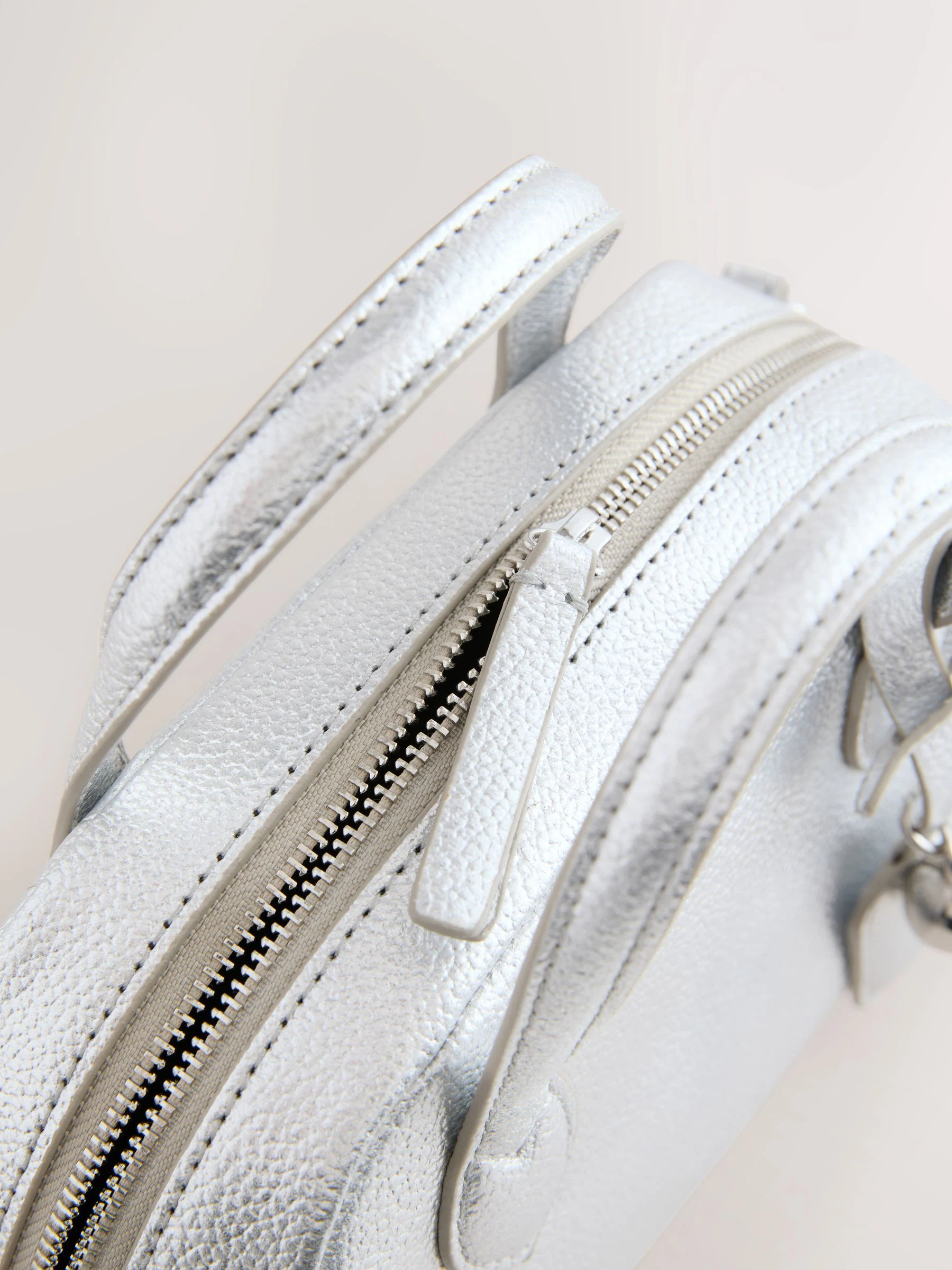 Zilver - Leather Mini Bowler Bag
