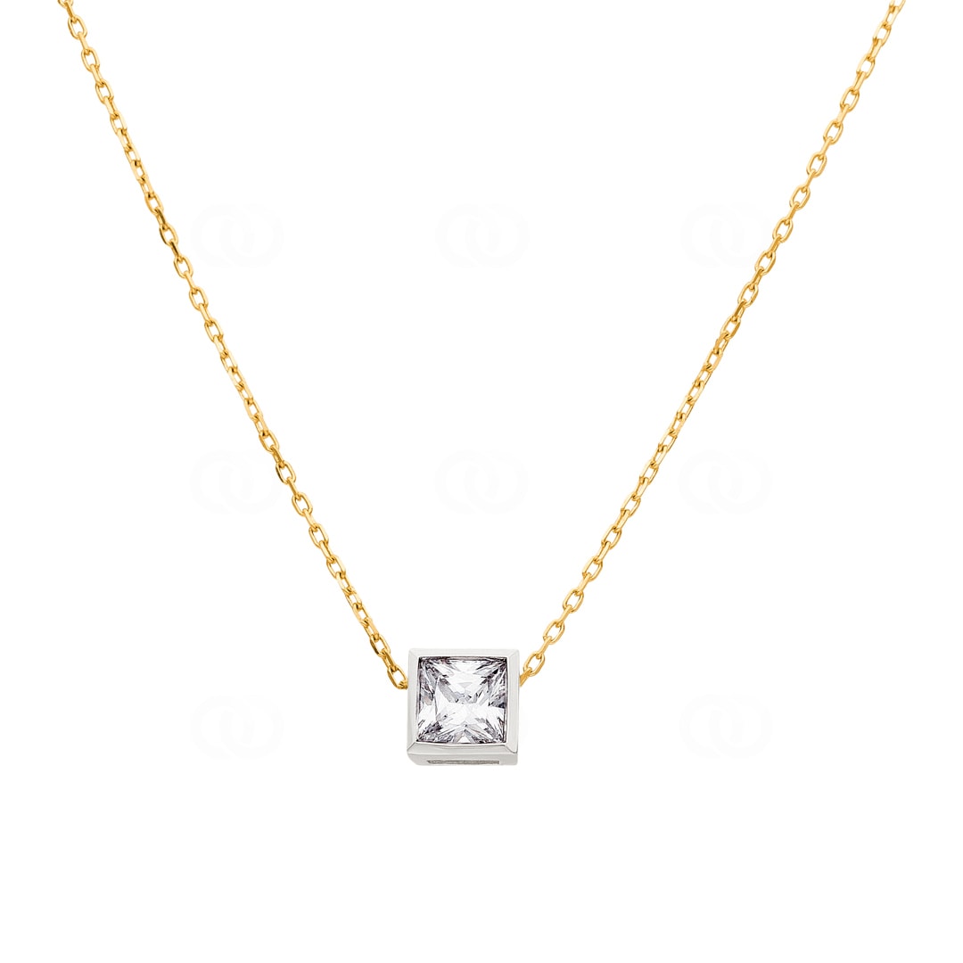 Collier mit Anhänger 750/18 K Gelbgold mit Zirkonia