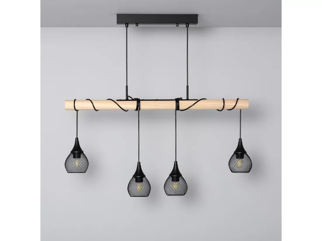 Suspension Métal et Bois Monah Noir